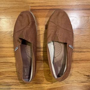TOMS canvas Slip On Shoes Brown Tan Color 9.5